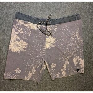 Vintage Rip Curl Gray Floral Board Shorts Mens 34 Swim Trunks Surf Logo Y2K